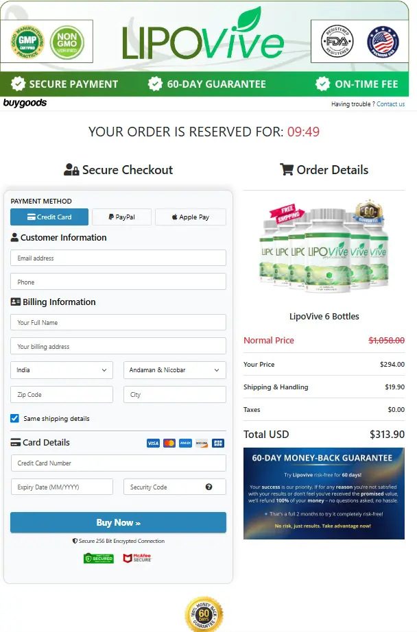 LipoVive- Secure Page